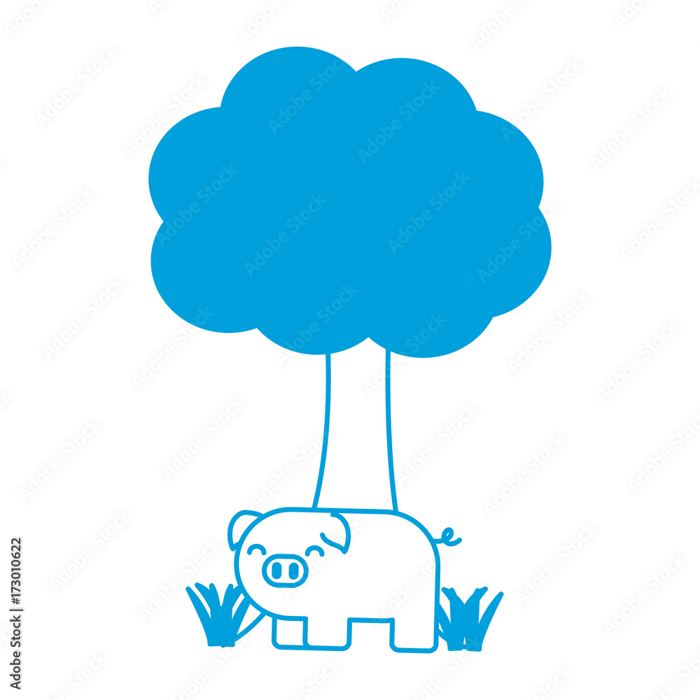 tree and cute pig icon