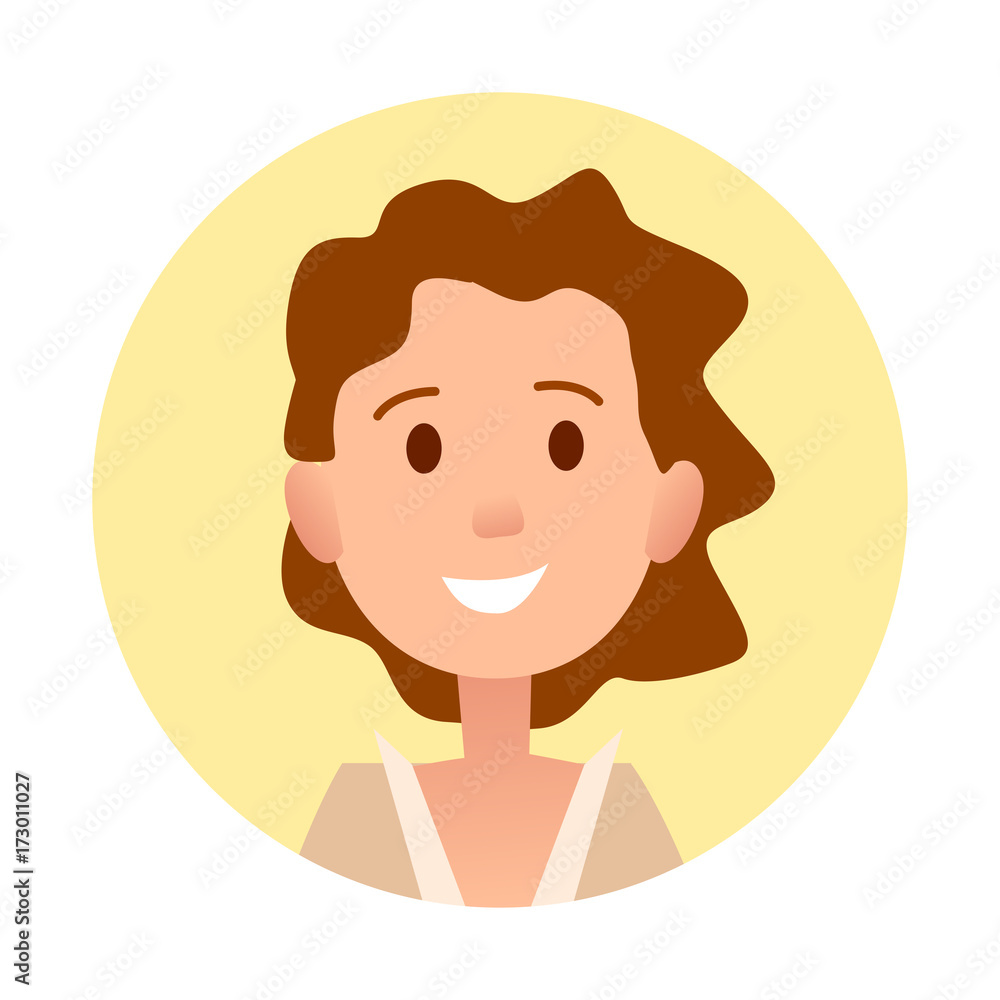 Brown-haired Curly Girl Smiles Close-up Portrait