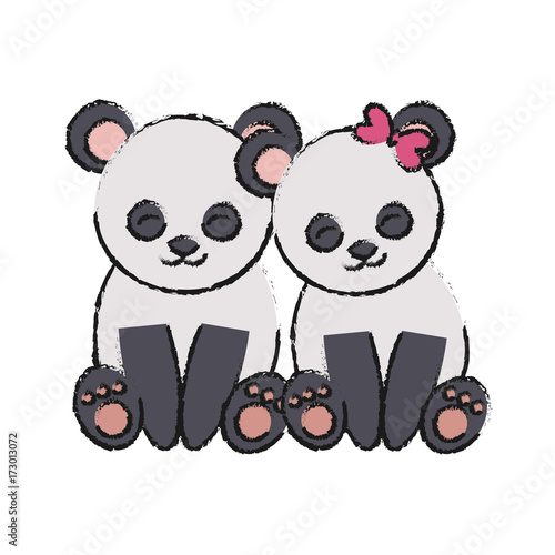 Fototapeta Naklejka Na Ścianę i Meble -  couple of panda bears icon