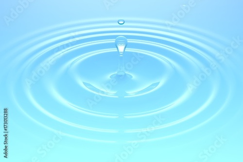 Water drop falling into water surface