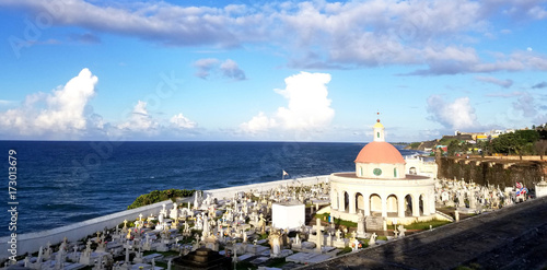 SAN JUAN, PUERTO RICO - SEP, 2017: Overview of the Cementerio de Santa Maria Magdalena de Pazzis cemetery in San Juan, Puerto Rico photo