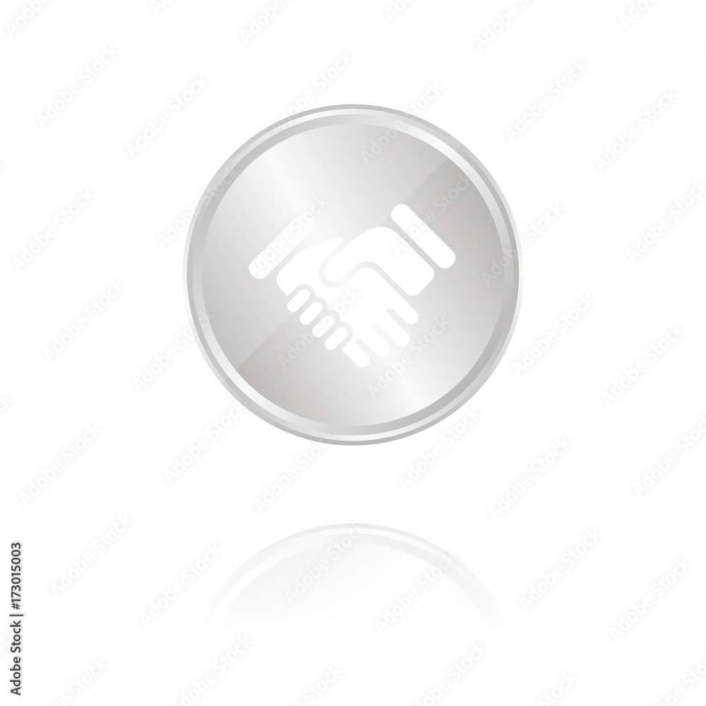 Handschlag - Silber Münze mit Reflektion Handschlag - Silber Münze mit Reflektion