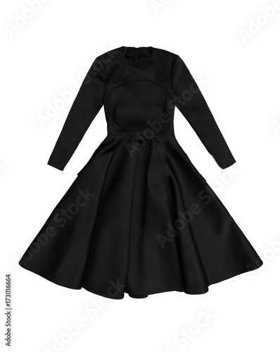elegant black satin evening dress with long sleeves
