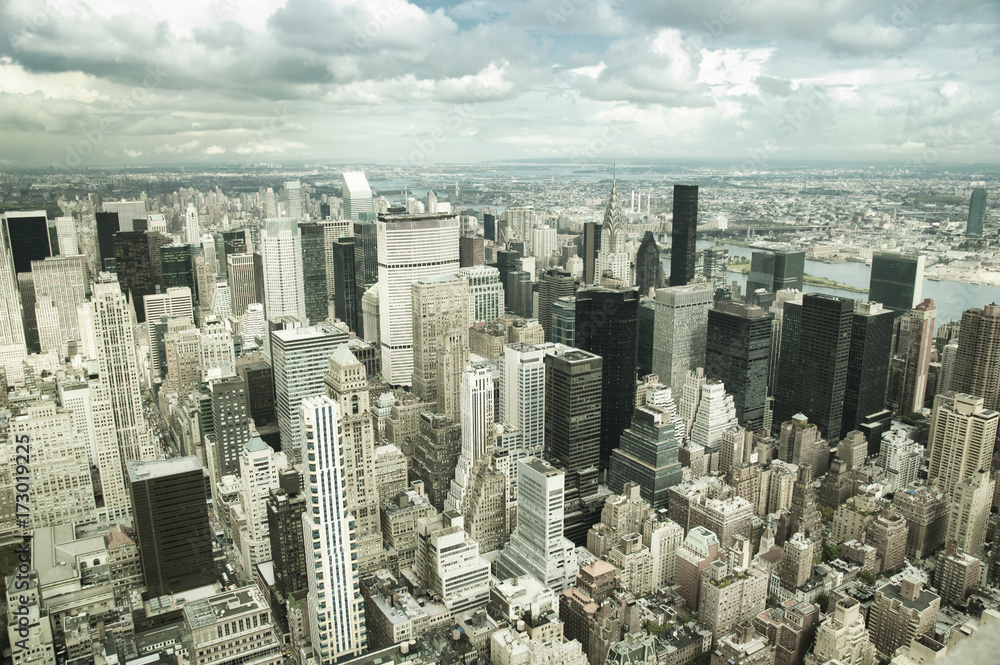 Φωτογραφία Aerial view of lower Manhattan skyline and Hudson River in New York, USA