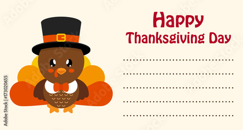 cute turkey thanksgiving day card
