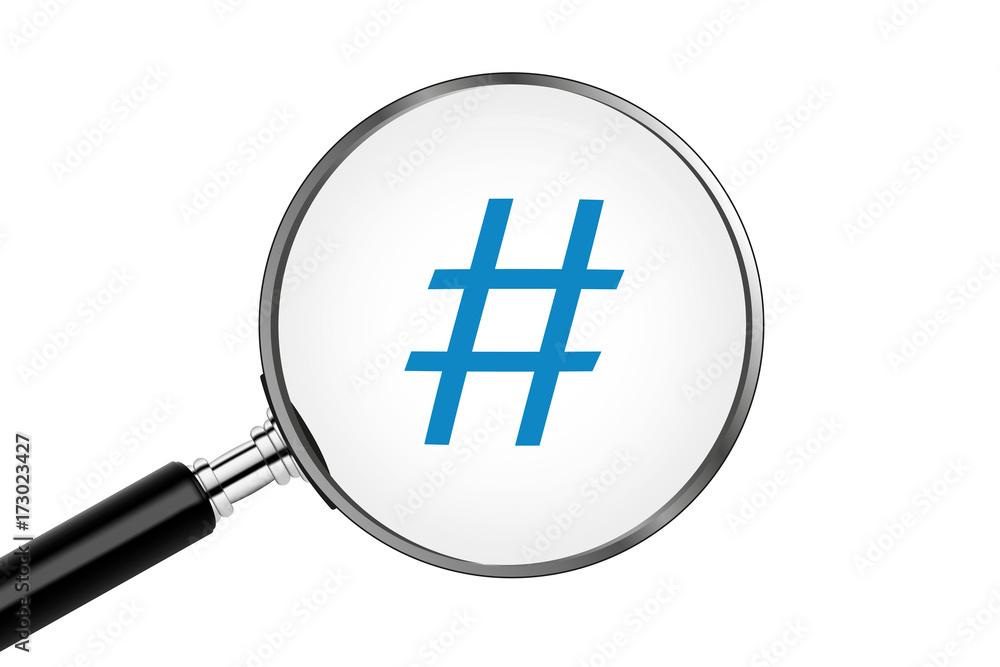 Fototapeta premium Lupe sucht/findet - Hashtag