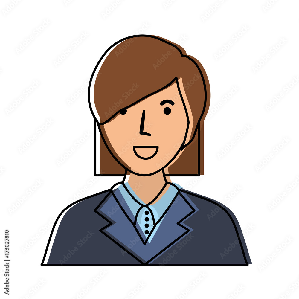 cartoon woman lawyer icon over white background colorful design vector illustration