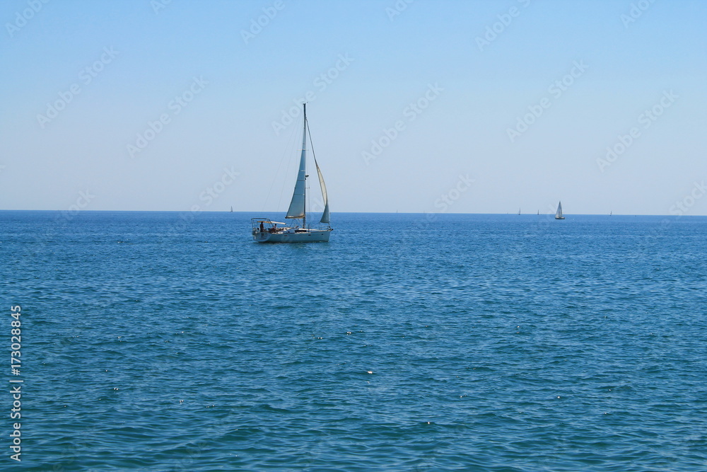 Sail boat in mediterranean sea, France

