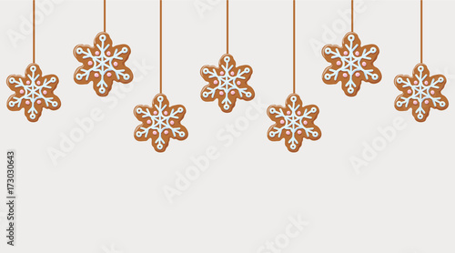 Hanging gingerbread snowflakes cookies
