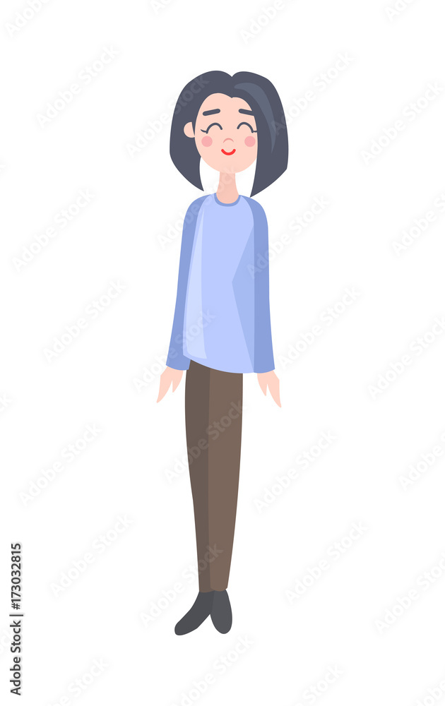 Happy Woman Cartoon Character Vector Icon Happy Woman Cartoon Character Vector Icon