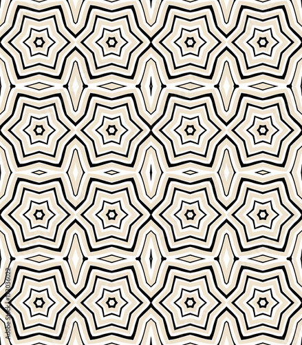 Seamless striped vector pattern. Vintage colored decorative repainting background with tribal and ethnic motifs. Abstract geometric roughly hatched shapes colored with hand drawn brush stokes.