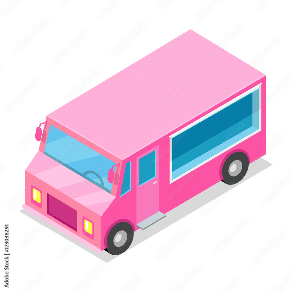 Big Streetfood Pink Truck Isolated Illustration Big Streetfood Pink Truck Isolated Illustration