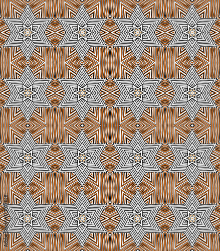 Seamless striped vector pattern. Vintage colored decorative repainting background with tribal and ethnic motifs. Abstract geometric roughly hatched shapes colored with hand drawn brush stokes.