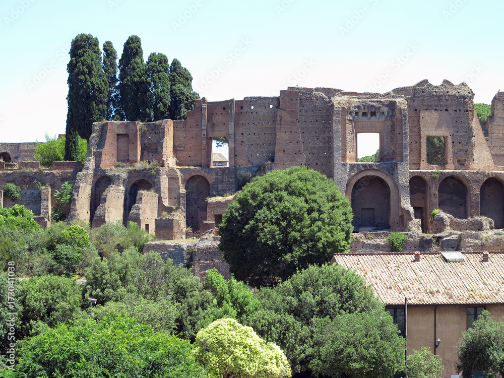 Ruins near circus maximus in Rome, Italy, Therms of Caracalla