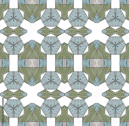 Seamless striped vector pattern. Vintage colored decorative repainting background with tribal and ethnic motifs. Abstract geometric roughly hatched shapes colored with hand drawn brush stokes.