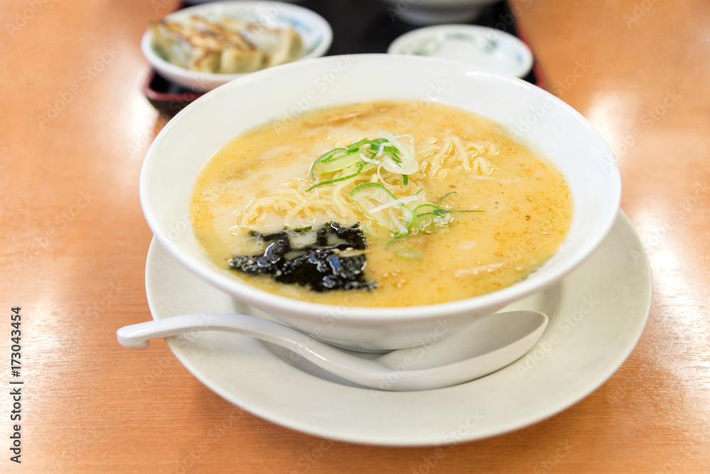 Japanese ramen ( japan traditional style noodles soup) in white deep bowl Japanese ramen ( japan traditional style noodles soup) in white deep bowl