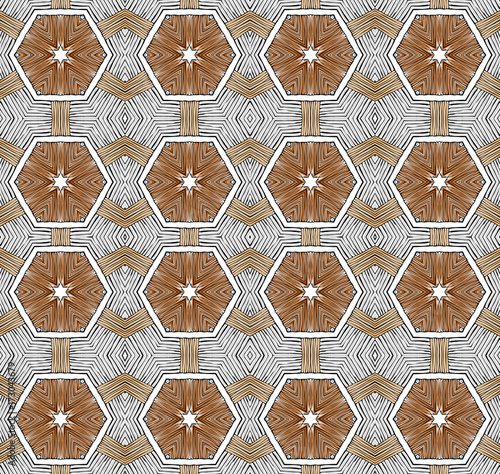 Seamless striped vector pattern. Vintage colored decorative repainting background with tribal and ethnic motifs. Abstract geometric roughly hatched shapes colored with hand drawn brush stokes.