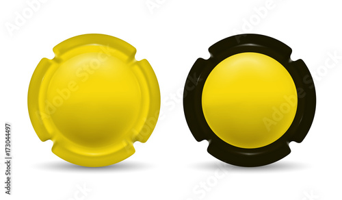 Metal sheet of champagne bottle. Template for design. Yellow and red color. Vector illustration.
