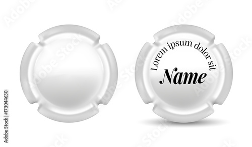 Metal sheet of champagne bottle. Template for design. White color. Vector illustration.
