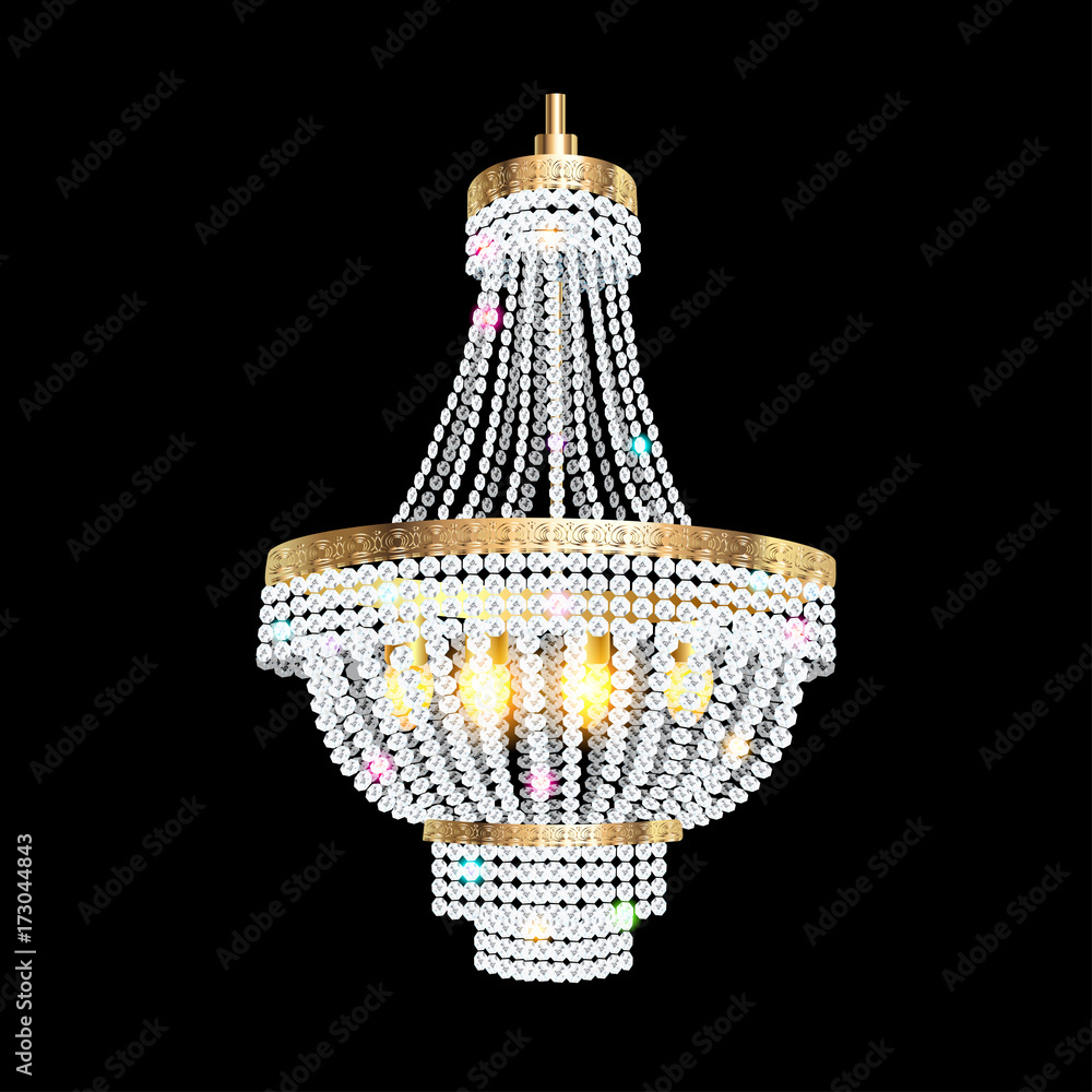 illustration of a chandelier with crystal pendants on the black