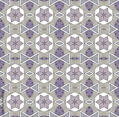 Seamless striped vector pattern. Vintage colored decorative repainting background with tribal and ethnic motifs. Abstract geometric roughly hatched shapes colored with hand drawn brush stokes.