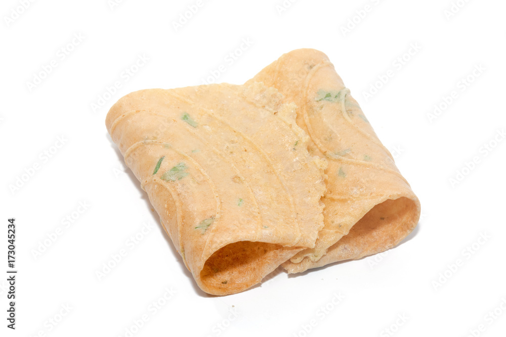 biscuit curl,Thai snack on white background biscuit curl,Thai snack on white background