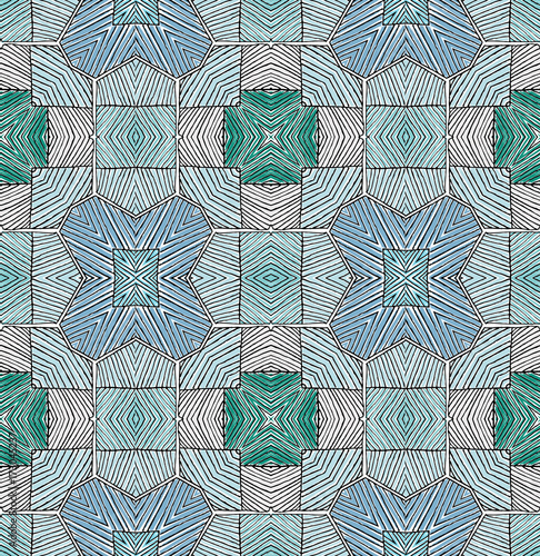 Seamless striped vector pattern. Vintage colored decorative repainting background with tribal and ethnic motifs. Abstract geometric roughly hatched shapes colored with hand drawn brush stokes.