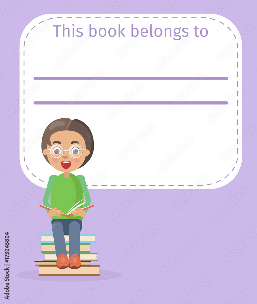 Place for Book Owner Name and Boy Illustration Place for Book Owner Name and Boy Illustration