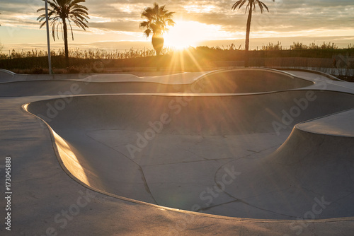 Skate park at sunrise photo