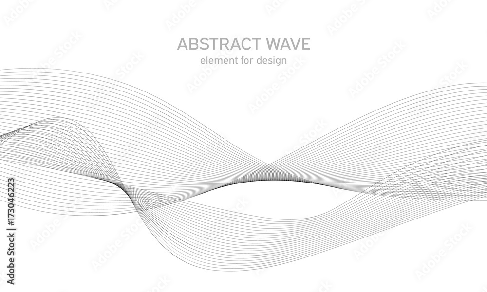 Fototapeta Abstract wave element for design. Digital frequency track equalizer. Stylized line art background. Vector illustration. Wave with lines created using blend tool. Curved wavy line, smooth stripe.