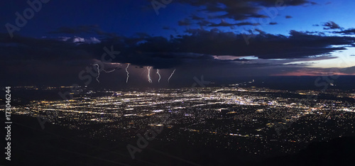 A Thunderstorm After Dusk Over Albuquerque, New Mexico