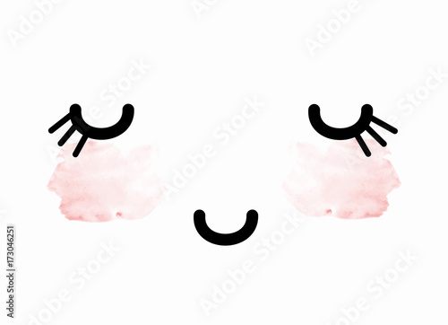 Cute smiling face, blushing VECTOR
