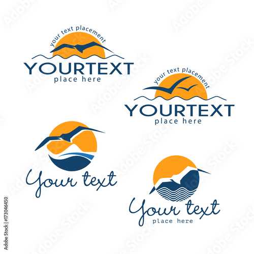 set of four seagull logos