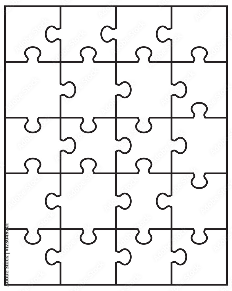 Illustration of separate parts of white puzzle Illustration of separate parts of white puzzle