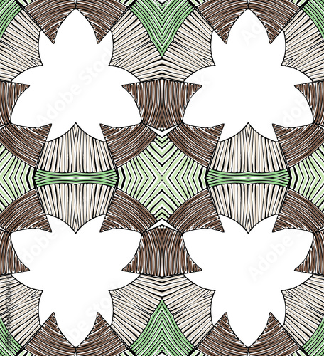 Seamless striped vector pattern. Vintage colored decorative repainting background with tribal and ethnic motifs. Abstract geometric roughly hatched shapes colored with hand drawn brush stokes.