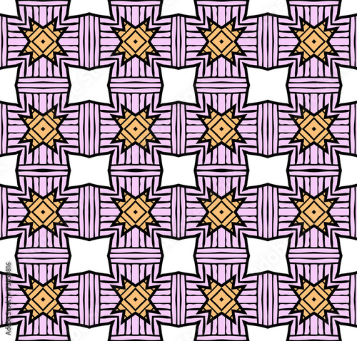 Seamless striped vector pattern. Vintage colored decorative repainting background with tribal and ethnic motifs. Abstract geometric roughly hatched shapes colored with hand drawn brush stokes.