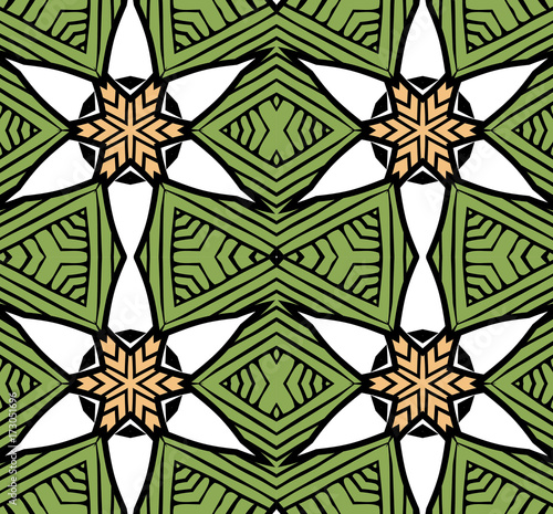 Seamless striped vector pattern. Vintage colored decorative repainting background with tribal and ethnic motifs. Abstract geometric roughly hatched shapes colored with hand drawn brush stokes.