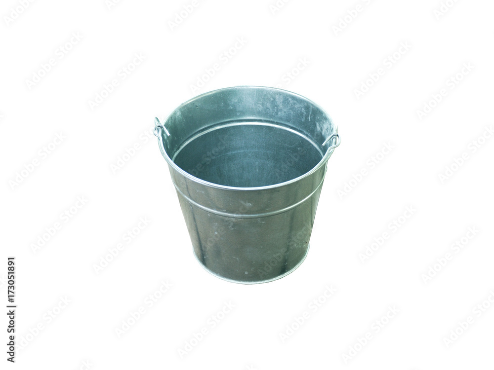 Galvanized empty metal bucket isolated on white background Galvanized empty metal bucket isolated on white background