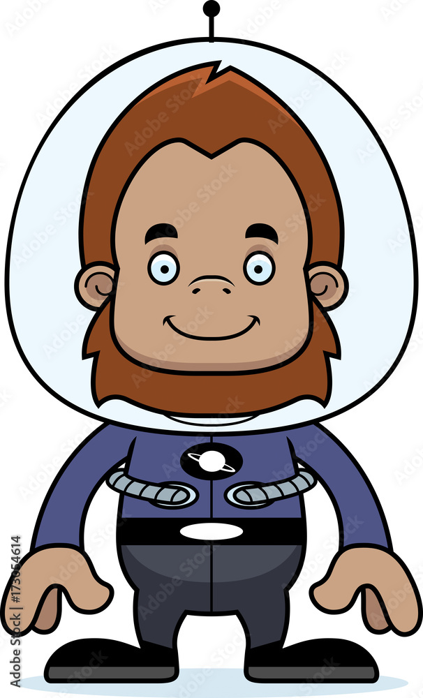 Obraz premium Cartoon Smiling Spaceman Sasquatch