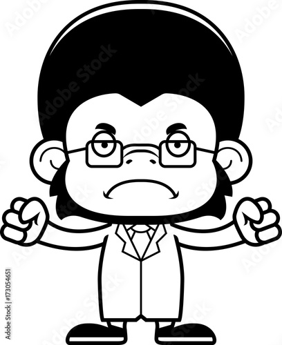 Cartoon Angry Scientist Chimpanzee