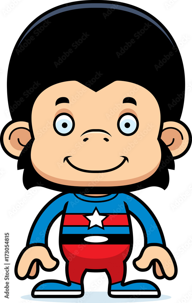 Cartoon Smiling Superhero Chimpanzee Cartoon Smiling Superhero Chimpanzee