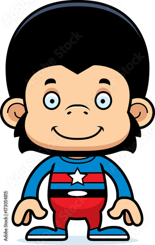 Cartoon Smiling Superhero Chimpanzee