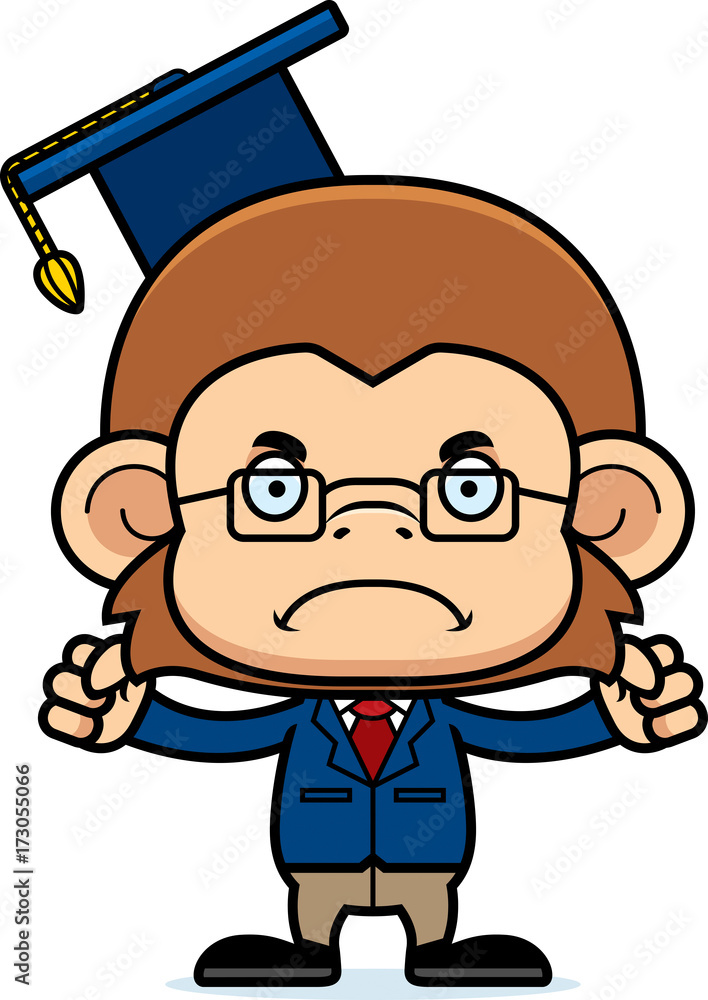 Cartoon Angry Teacher Monkey