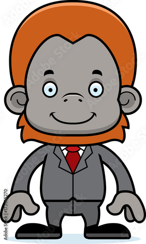 Cartoon Smiling Businessperson Orangutan