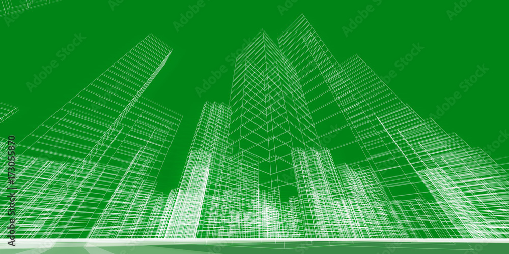 City concept 3d rendering