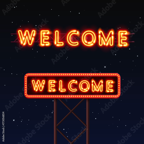 Street sign that says welcome. Vector illustration