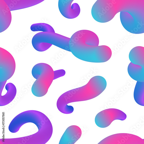 Vector realistic isolated seamless pattern of abstract fluid liquid lava lamp shapes for decoration and covering on the white background.