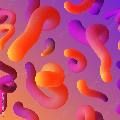 Fototapeta Naklejka Na Ścianę i Meble -  Vector realistic isolated seamless pattern of abstract fluid liquid lava lamp shapes for decoration and covering on the gradient background.