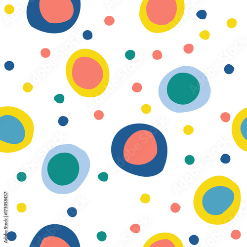 Abstract handmade round seamless pattern background. Childish handcrafted wallpaper