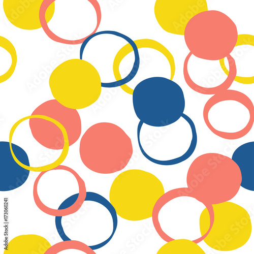 Abstract handmade round seamless pattern background. Childish handcrafted wallpaper